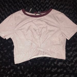 Knit top cream/burgundy